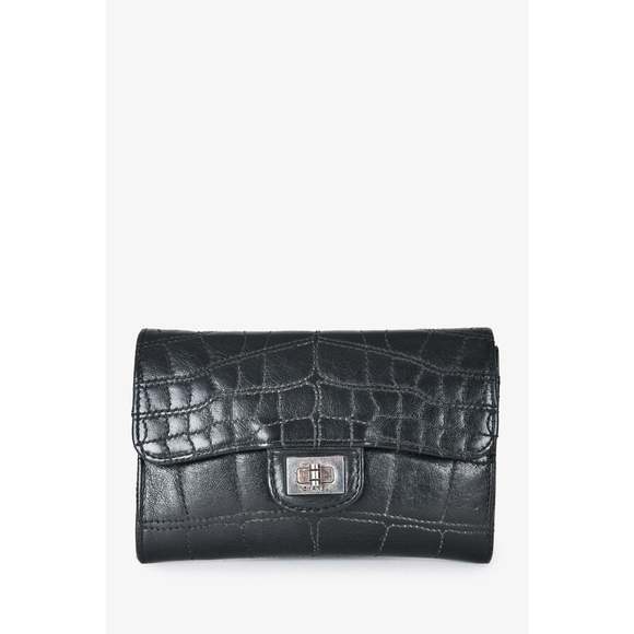 Pre-Loved™ Chanel 2006/08 Black Croc Stitched Reissue Wallet - Picture 1 of 3